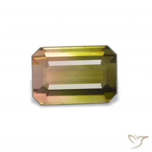 Turmalina multicolor natural de 1,87 ct, corte esmeralda, VVS