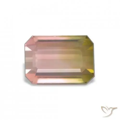 Turmalina multicolor natural de 2,04 ct, corte esmeralda, VVS