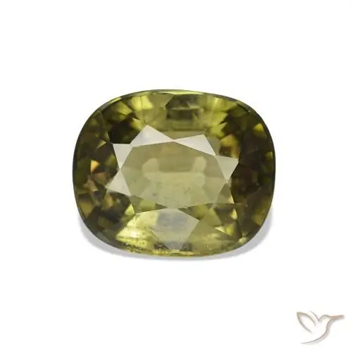Turmalina verde natural de 1,74 ct, corte cojín, VS