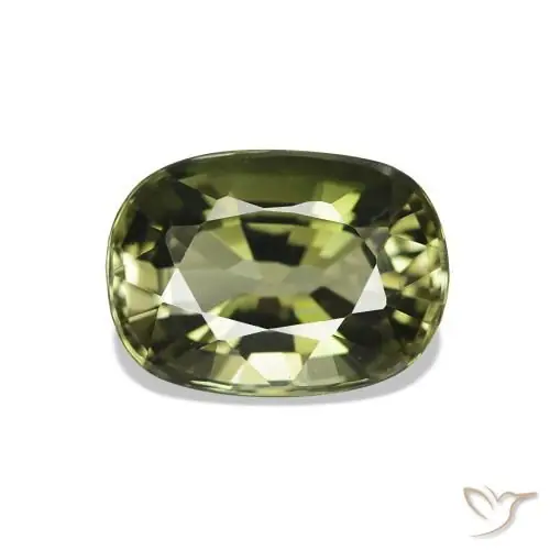 Turmalina verde natural de 1,77 ct, corte cojín, VS