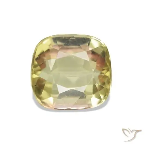 Turmalina amarillo natural de 1,78 ct, corte cojín, VS-SI